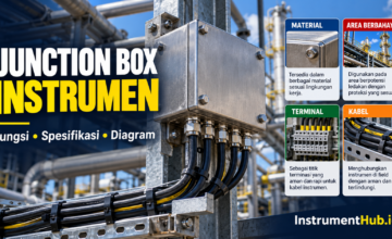 Junction Box instrumen dengan cable gland di fasilitas industri